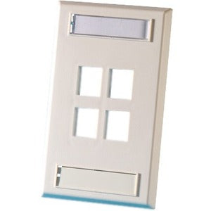 Legrand Ortronics Single Gang Keystone Faceplate, 4 Port, Cloud White