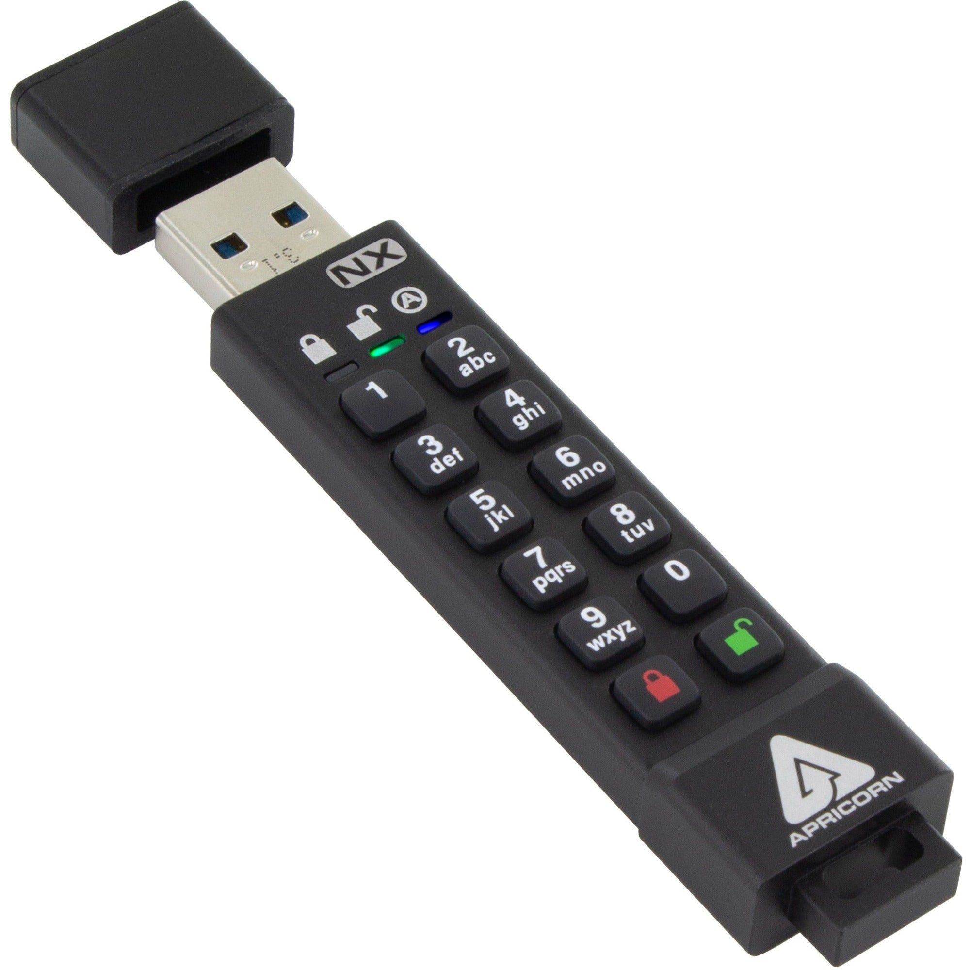 Apricorn 16GB 256-BIT AES XTS HW, 0.850 oz, 16GB Aegis Secure Key 3NX USB 3.0 Flash Drive, ASK3-NX-16GB, Black, USB 3.0