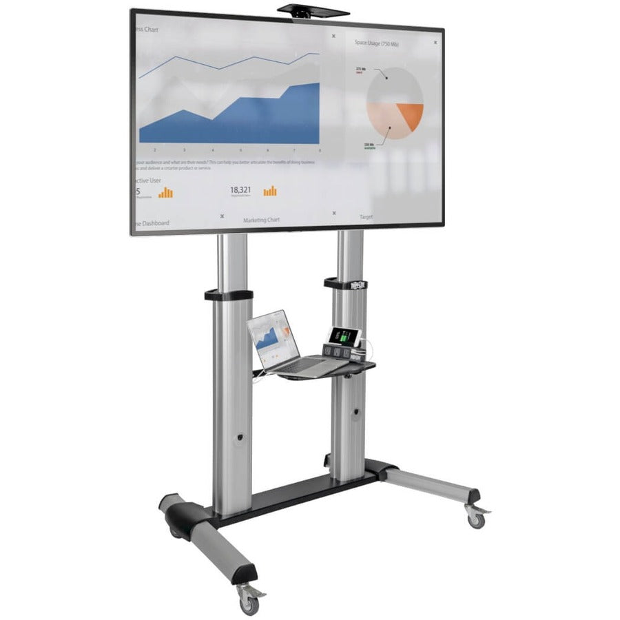 Eaton Tripp Lite Series Heavy-Duty Rolling TV Stand, Height Adjustable, 60" - 100" Screens