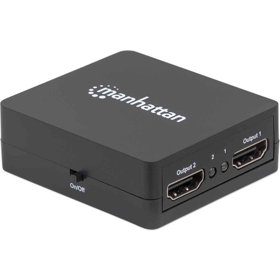 IC Manhattan HDMI Splitter 2-Port , 1080p, Black, Displays output from x1 HDMI source to x2 HD displays (same output to both displays), USB-A Powered
