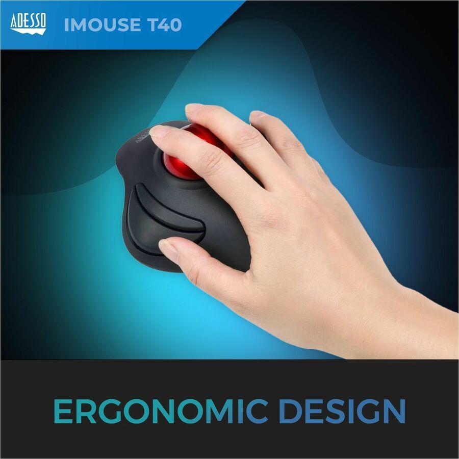 Adesso iMouse T40 Wireless Programmable Ergonomic Trackball Mouse