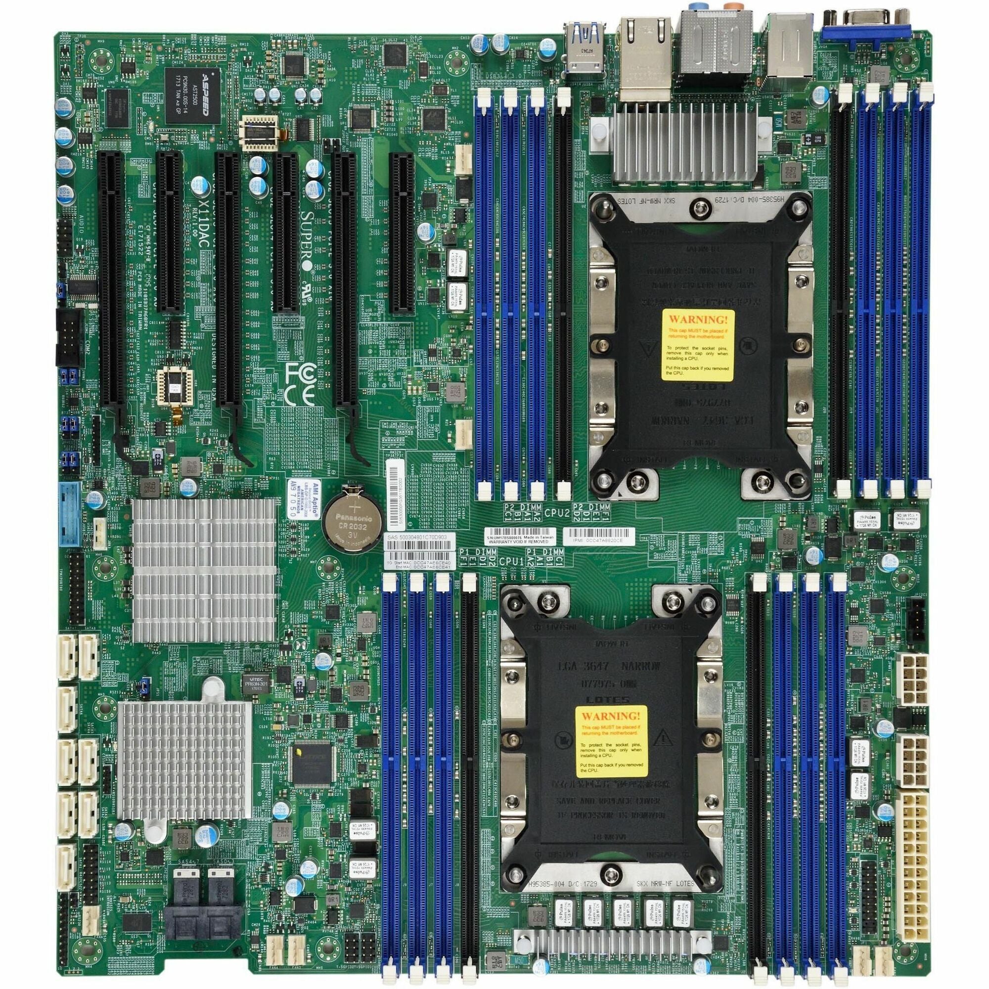 Supermicro X11DAC Server Motherboard - Intel C621 Chipset - Socket P LGA-3647 - Extended ATX
