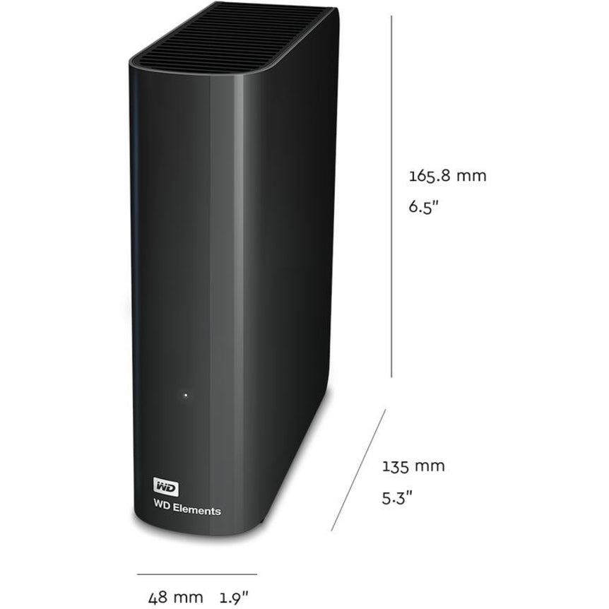 WESTERN WD Elements 10 TB Hard Drive - External - Black - 10TB, USB, WDBWLG0100HBK-NESN