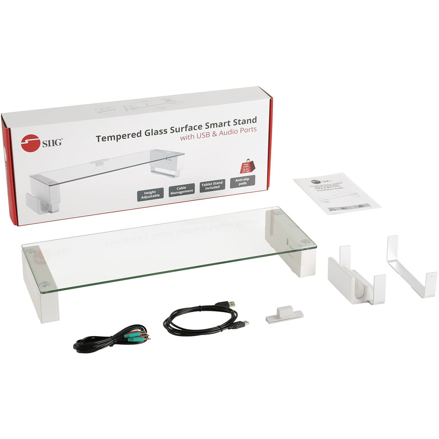 SIIG Tempered Glass Surface Smart Stand with USB and Audio Ports