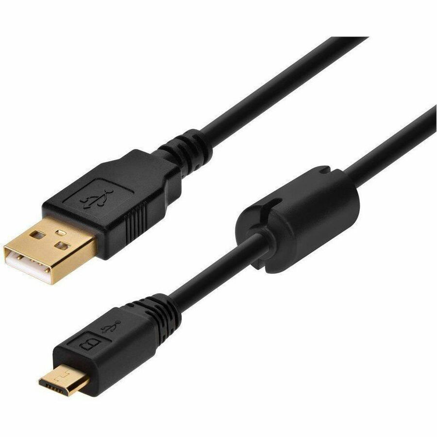 Monoprice USB-A to Micro B 2.0 Cable - 5-Pin, 28/24AWG, Gold Plated, Black, 15ft