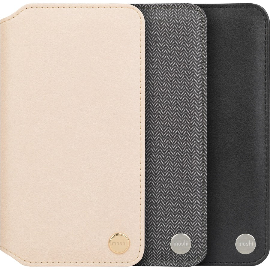 Moshi This stylish folio-style vegan leather wallet case can carry your cards and cash, while protecting your iPhone. With a simple flip, Overture turns into