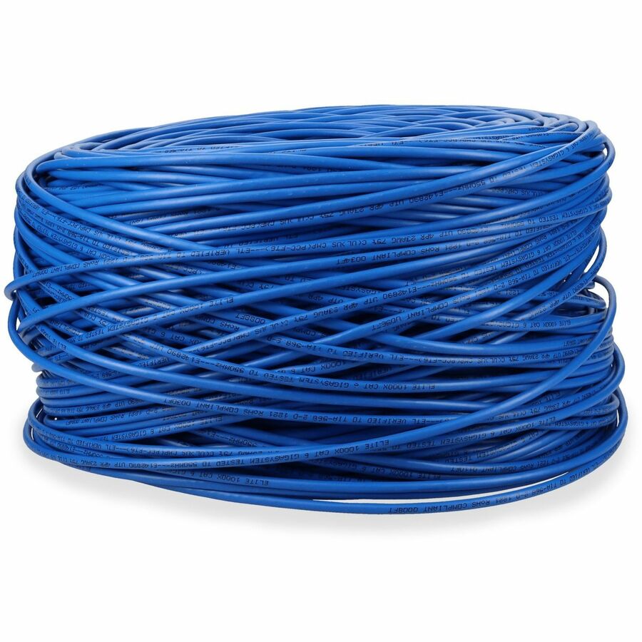 AddOn 1000ft Non-Terminated Blue Cat6 UTP Plenum-Rated Solid Copper Patch Cable