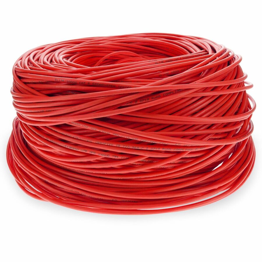 AddOn 1000ft Non-Terminated Red Cat6 STP Plenum Rated Copper Patch Cable