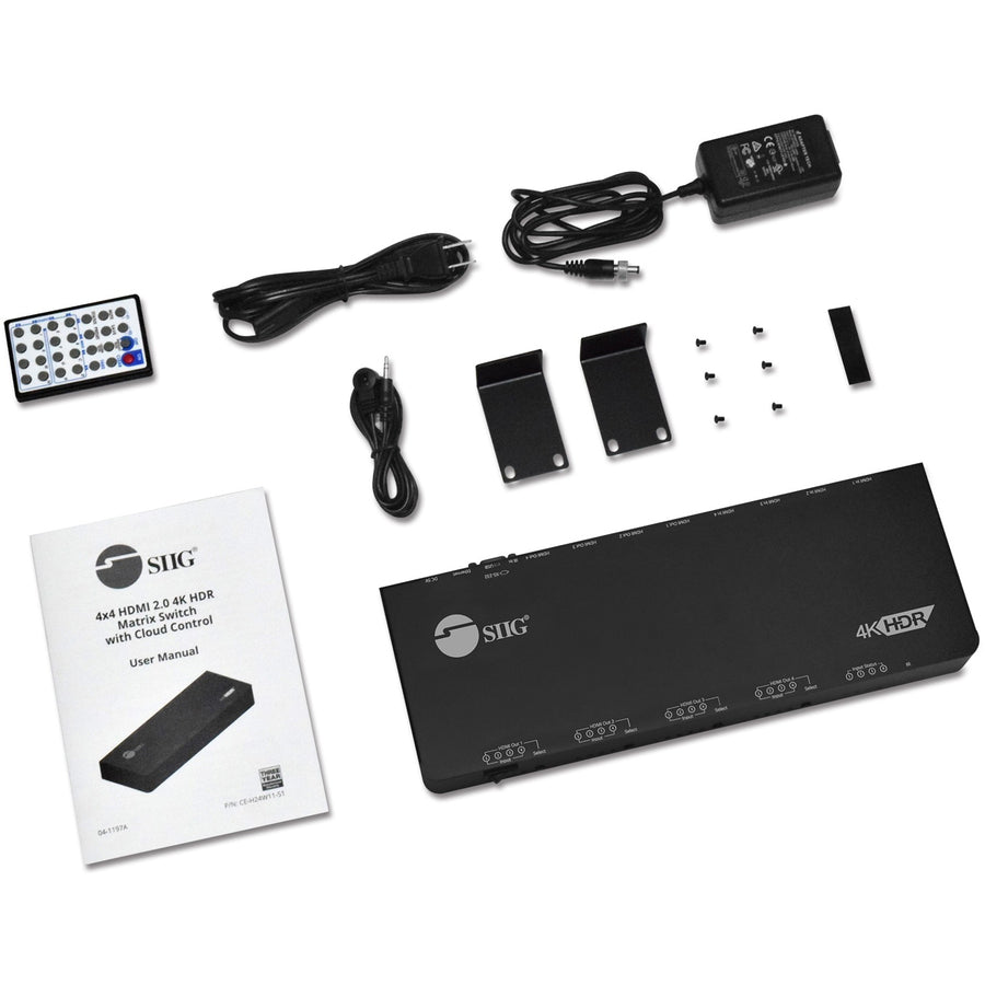 SIIG 4x4 HDMI 2.0 4K HDR Matrix Switch with Cloud Control