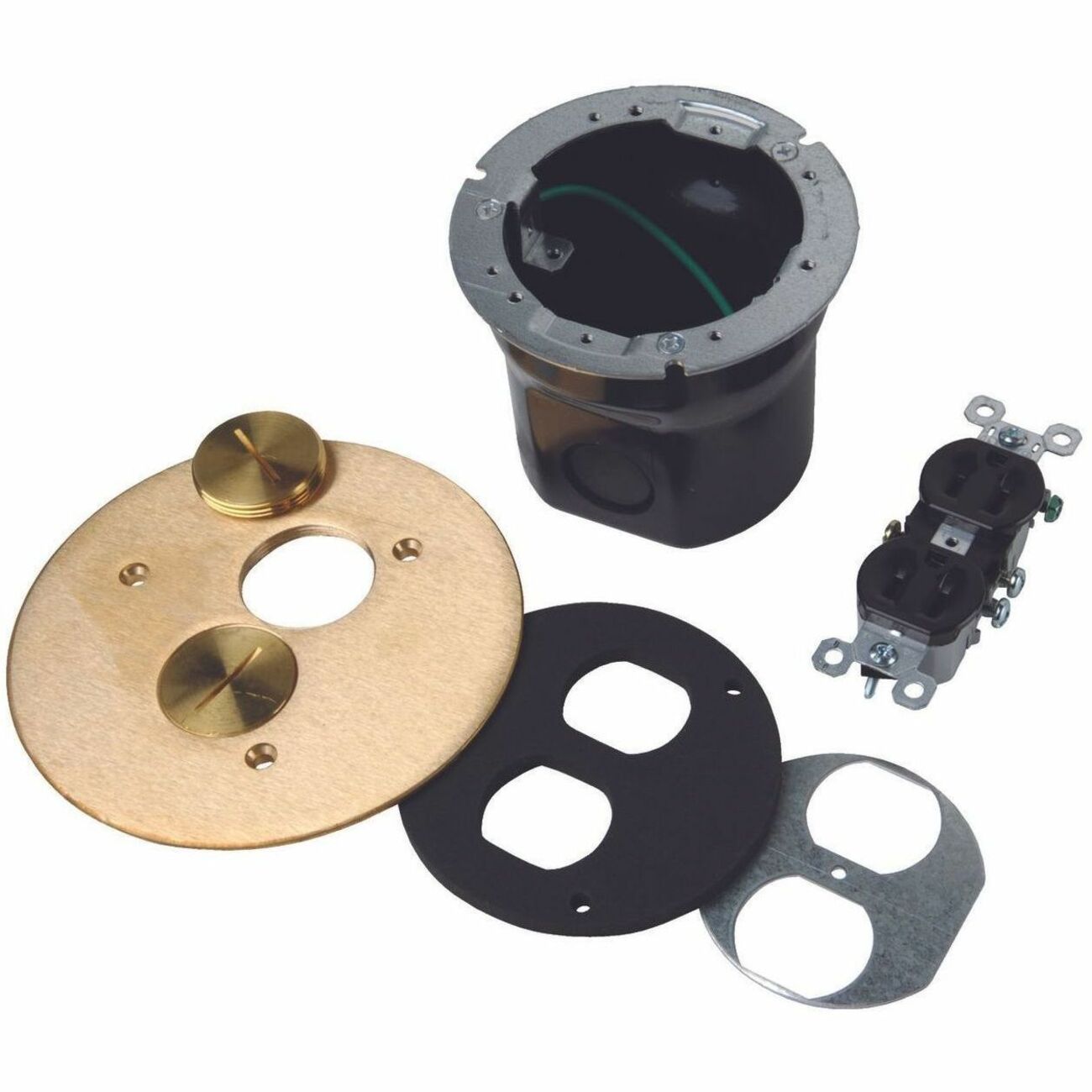 Legrand Wiremold Floor Box with 895SP Brass Cover, 862SP