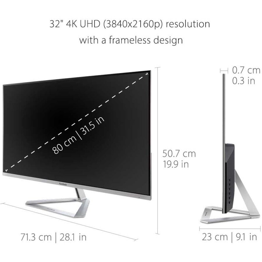 ViewSonic VX3276-4K-MHD 32 Inch 4K UHD Monitor with Ultra-Thin Bezels, HDR10 HDMI and DisplayPort for Home and Office