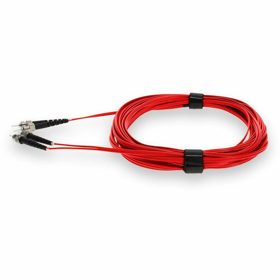 AddOn 1m ST (Male) to ST (Male) Red OS2 Duplex Fiber OFNR (Riser-Rated) Patch Cable