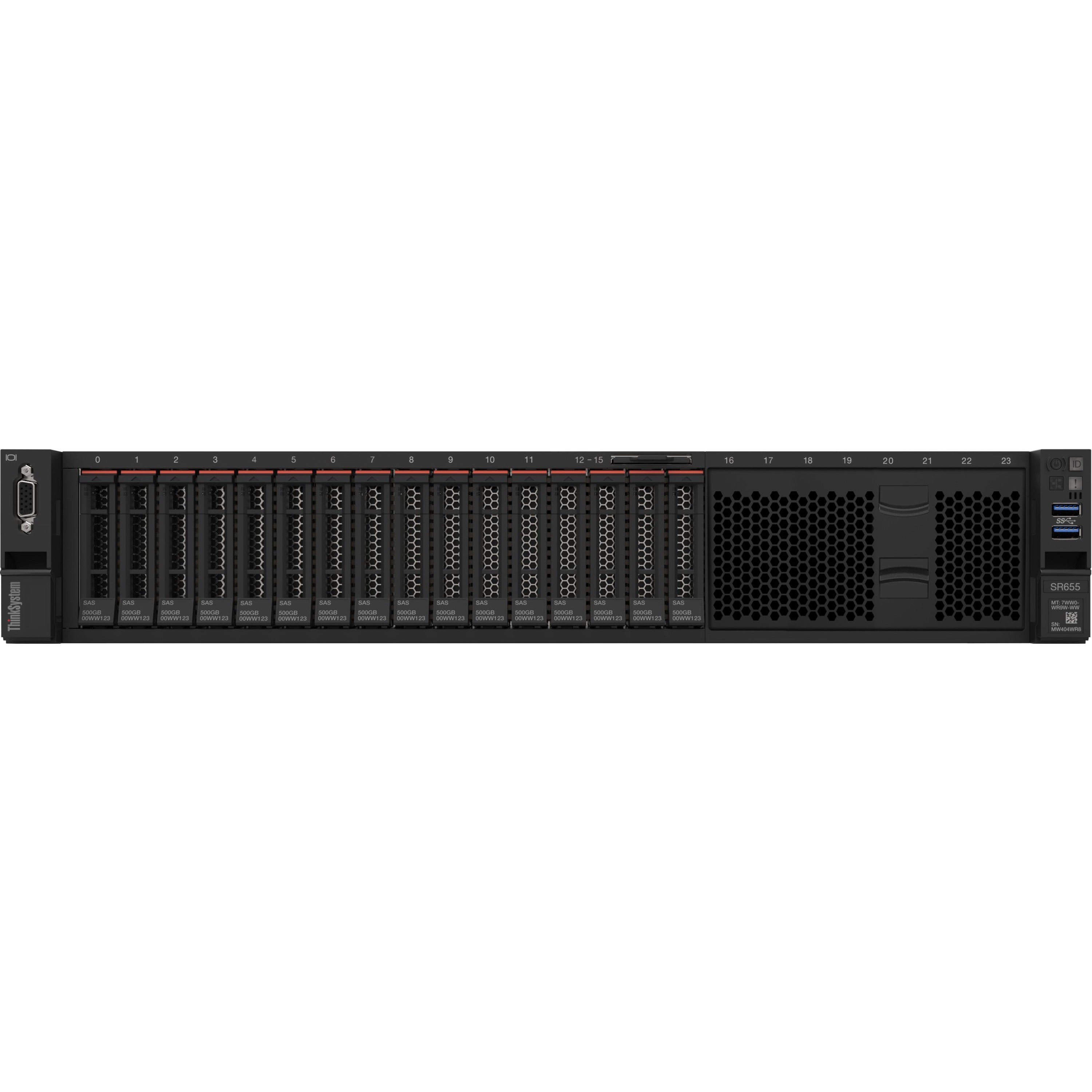 Lenovo ThinkSystem SR655 7Z01A03CNA 2U Rack Server - 1 EPYC 7302P 3 GHz - 16 GB RAM - Serial ATA/600 Controller