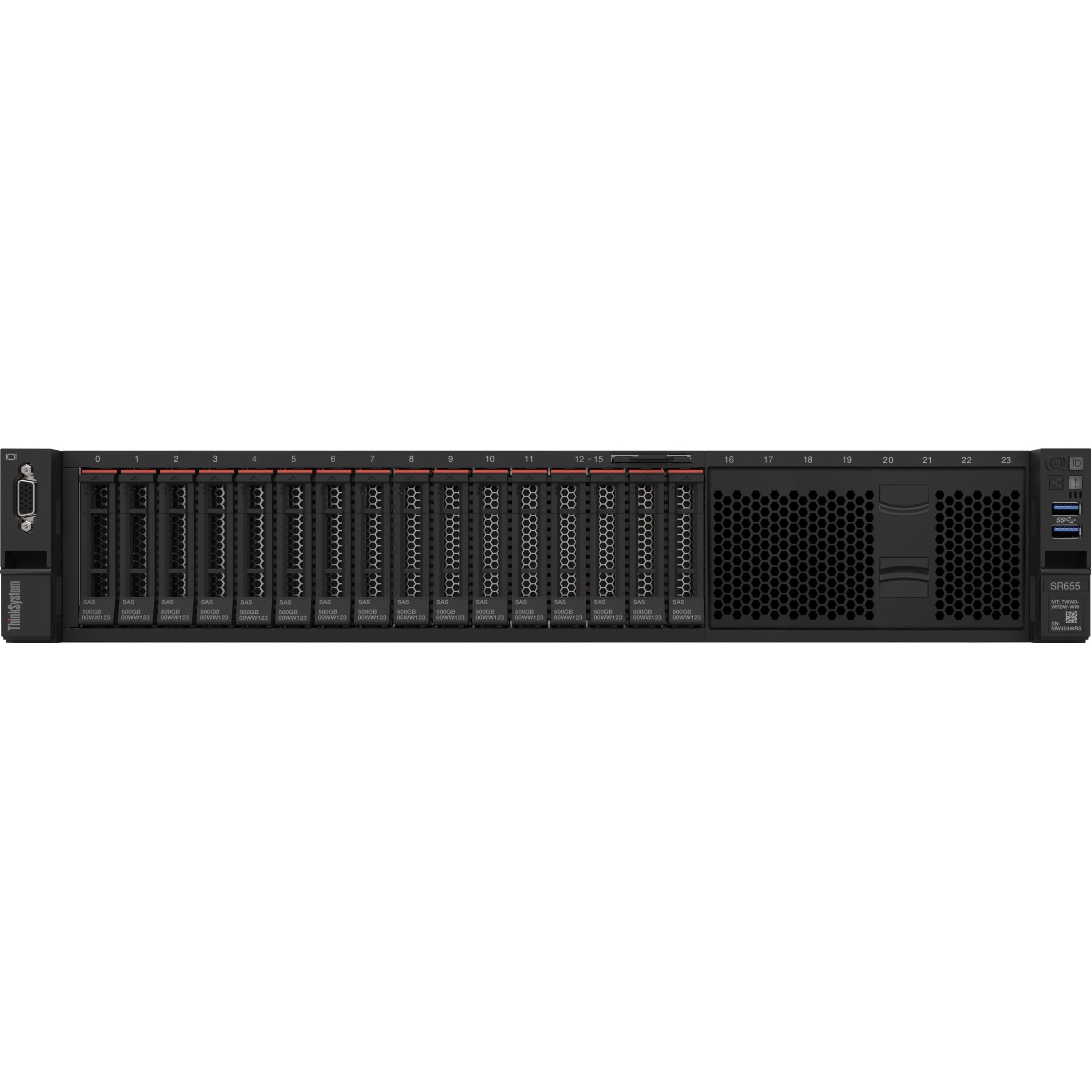 Lenovo ThinkSystem SR655 7Z01A03ENA 2U Rack Server - 1 EPYC 7402P 2.80 GHz - 32 GB RAM - Serial ATA/600 Controller