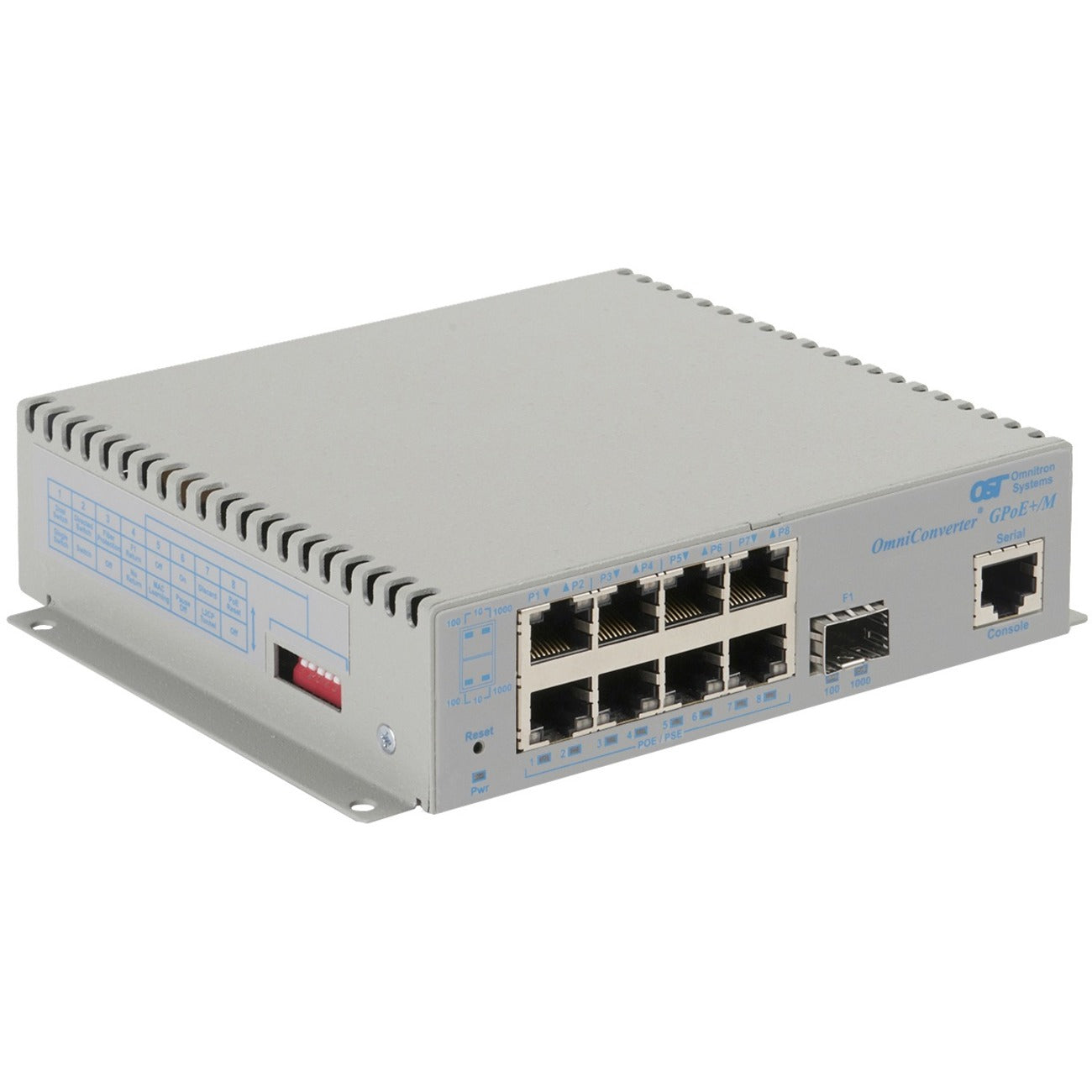 Omnitron Systems OmniConverter Managed Gigabit PoE+, SFP, RJ-45, Ethernet Fiber Switch