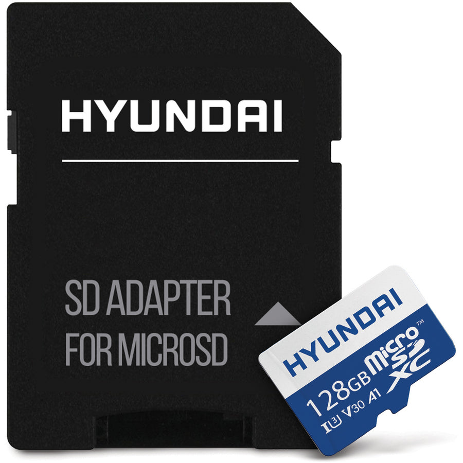 Hyundai 128GB microSDXC UHS-1 Memory Card with Adapter, 95MB/s (U3) 4K Video, Ultra HD, A1, V30