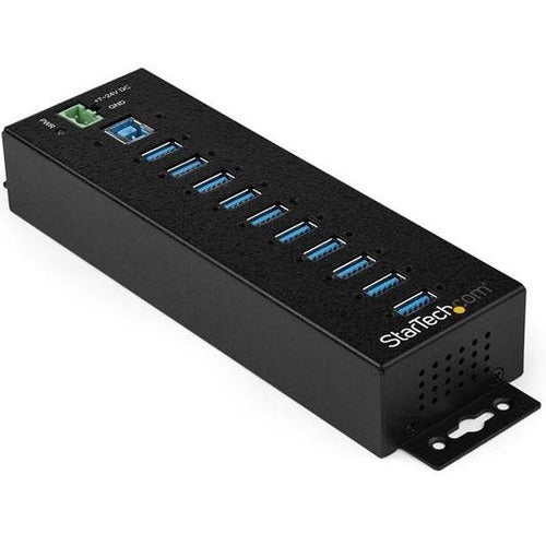 StarTech.com 10 Port USB Hub w/ Power Adapter - Metal Industrial USB 3.0 Data Hub - Din Rail, Wall & Desk Mount USB 3.2 Gen