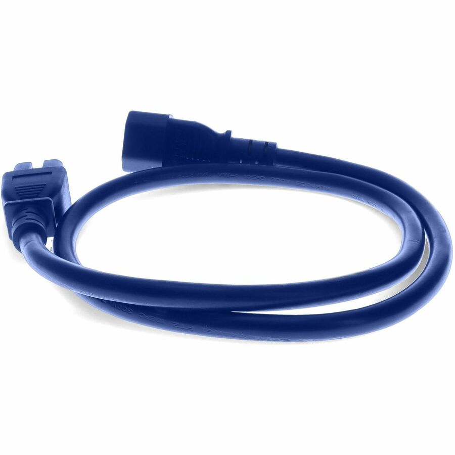 Addon 3ft C14 Male to C15 Female 14AWG 100-250V at 15A Blue Power Cable