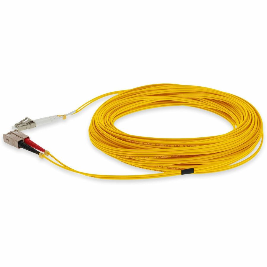 AddOn 15m LC (Male) to SC (Male) Yellow OM4 Duplex Fiber OFNR (Riser-Rated) Patch Cable