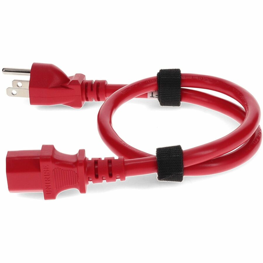 Addon 2ft NEMA 5-15P to C13 14AWG 15A Red 100-250V Power Cable