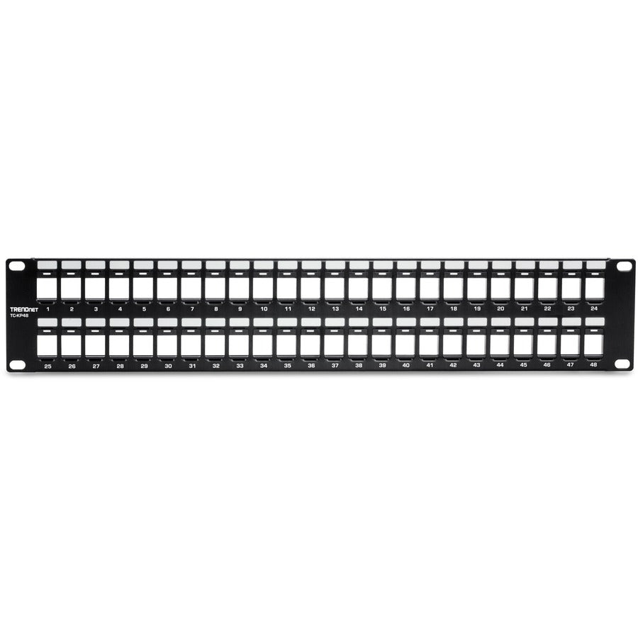 TRENDnet 48-Port Blank Keystone 2U HD Patch Panel, 2U 19" Rackmount Housing, HD Keystone Network Patch Panel, Recommended With TC-K25C6 & TC-K50C6 Cat6 Keystone Jacks