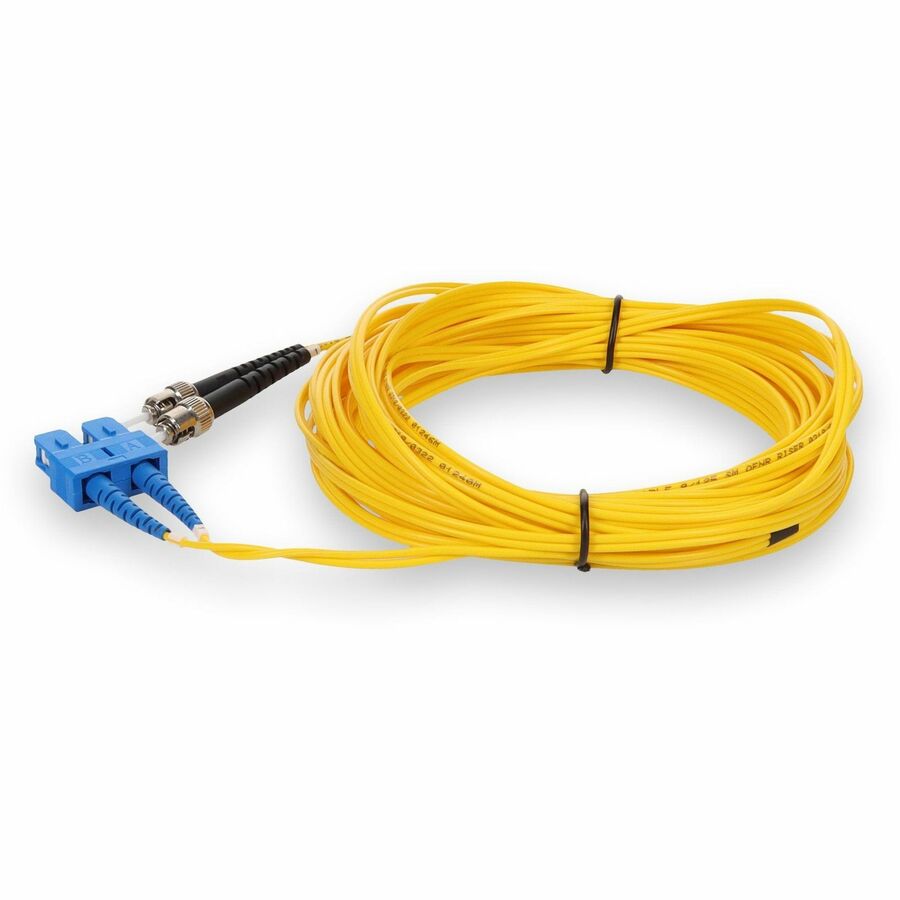 AddOn 0.5m SC (Male) to ST (Male) Yellow OS2 Duplex Fiber OFNR (Riser-Rated) Patch Cable