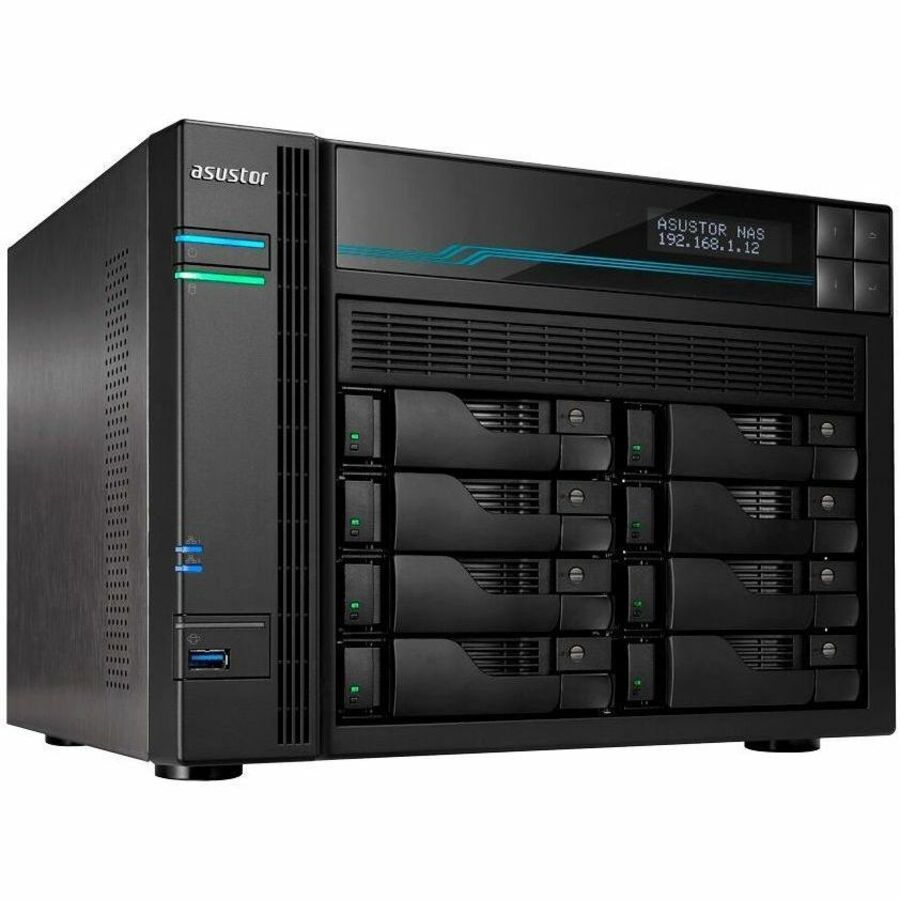 Asustor Lockerstor 8 AS6508T - 8 Bay NAS, 2.1GHz Quad-Core, 2 M.2 NVMe SSD Slot, 10GbE Port, 2.5GbE Port, 8GB RAM DDR4, Enterprise Network Attached