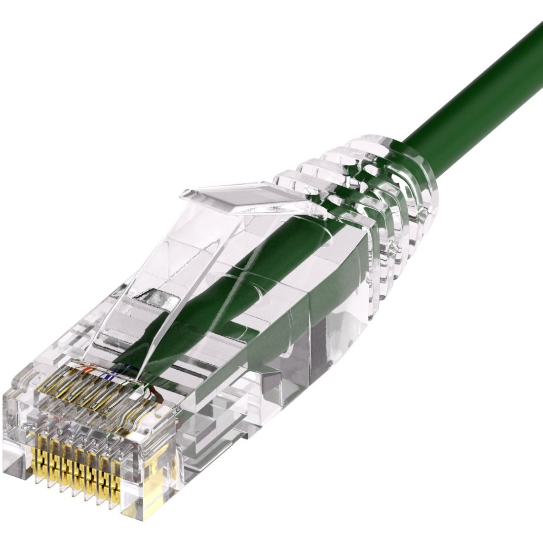 Unirise Clearfit Slim&trade; Cat6A 28AWG Patch Cable, Snagless, Green, 1ft