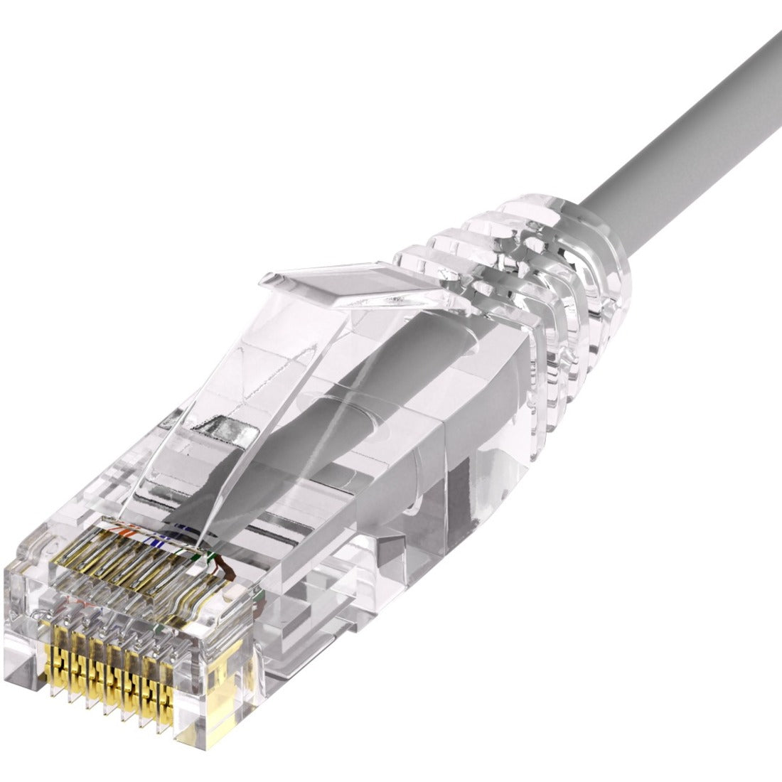 Unirise Clearfit Slim&trade; Cat6A 28AWG Patch Cable, Snagless, Gray, 1ft
