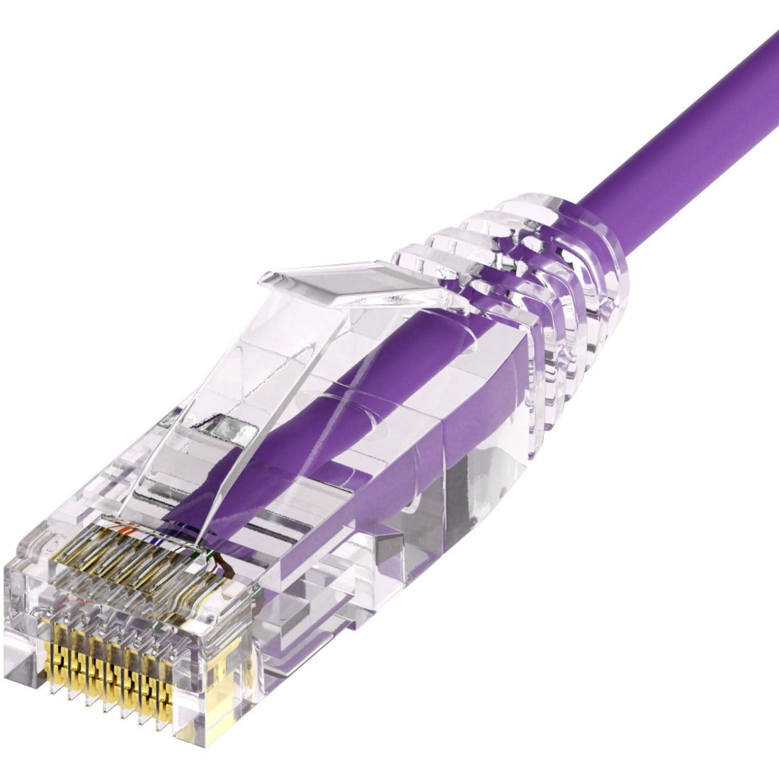 Unirise Clearfit Slim&trade; Cat6A 28AWG Patch Cable, Snagless, Purple, 1ft