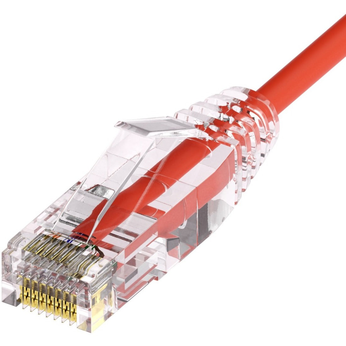 Unirise Clearfit Slim&trade; Cat6A 28AWG Patch Cable, Snagless, Red, 6ft