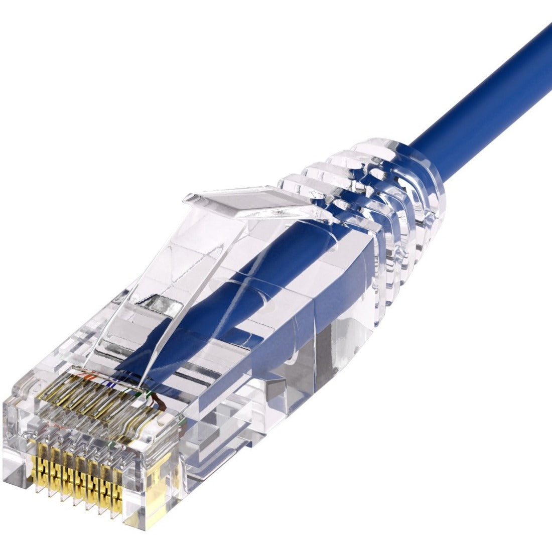 Unirise Clearfit Slim&trade; Cat6A 28AWG Patch Cable, Snagless, Blue, 8ft