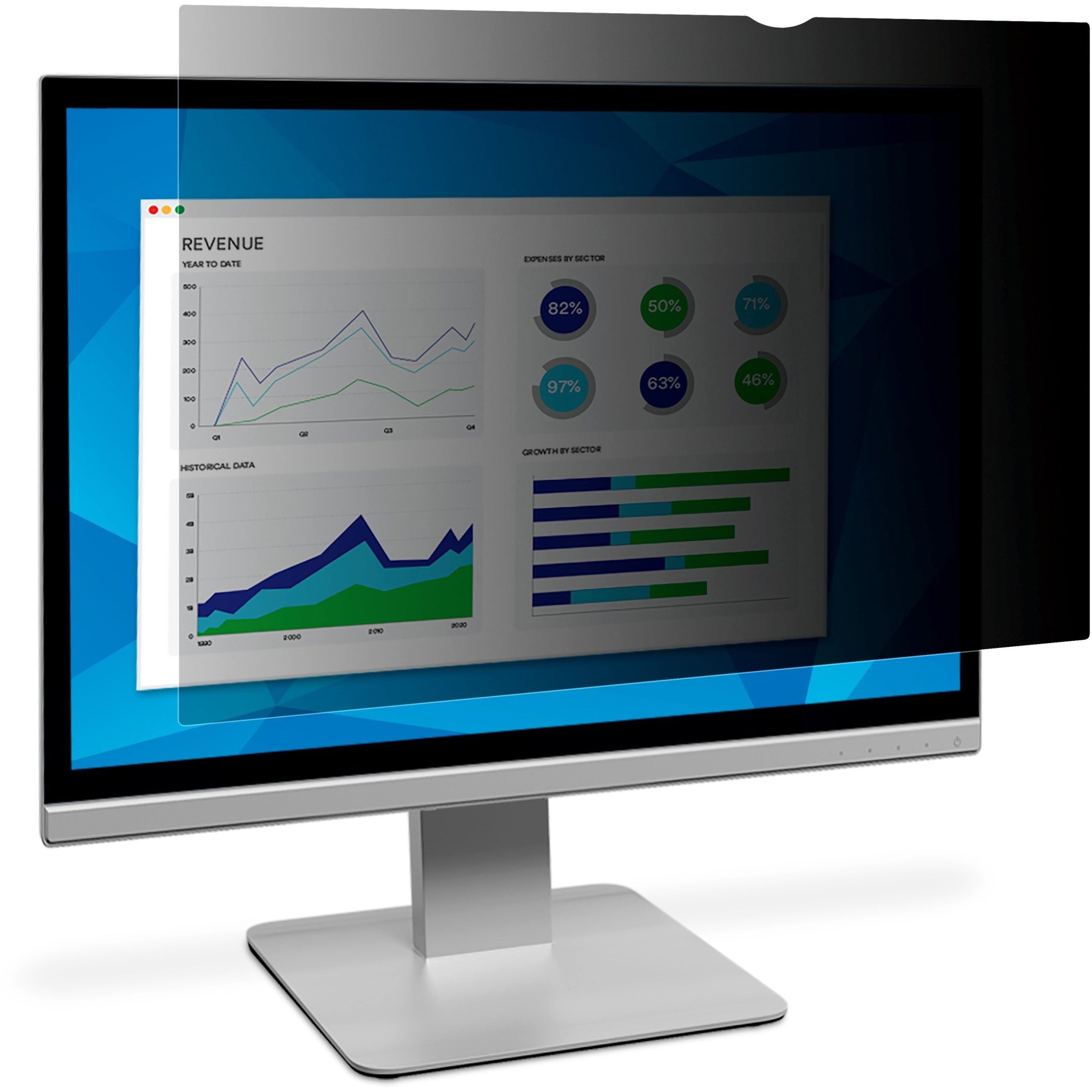 3M Privacy Filter for 23.8in Full Screen Monitor, 16:9, PF238W9E Black, Matte