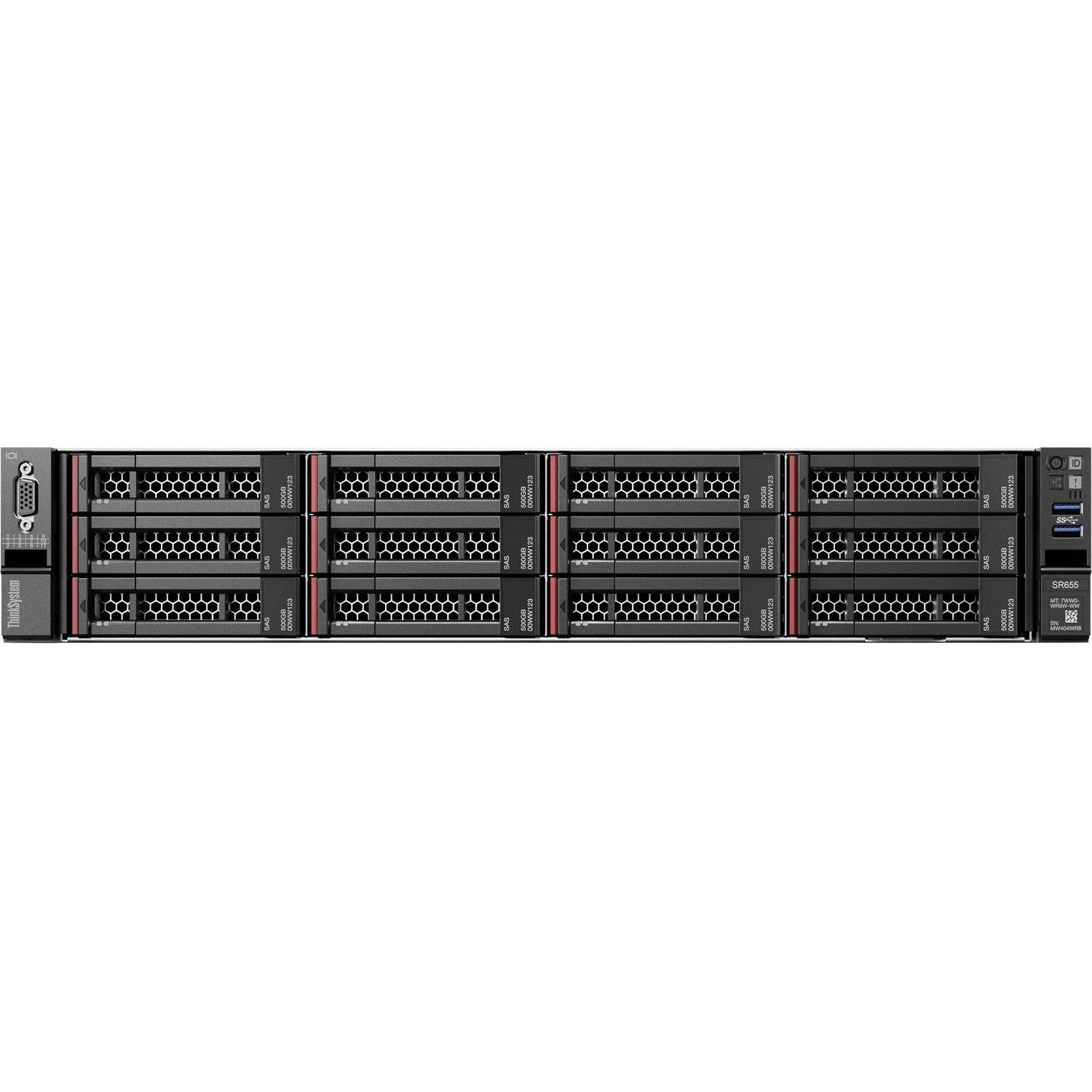 Lenovo ThinkSystem SR655 7Z01A04GNA 2U Rack Server - 1 EPYC 7282 2.40 GHz - 16 GB RAM - Serial ATA/600 Controller