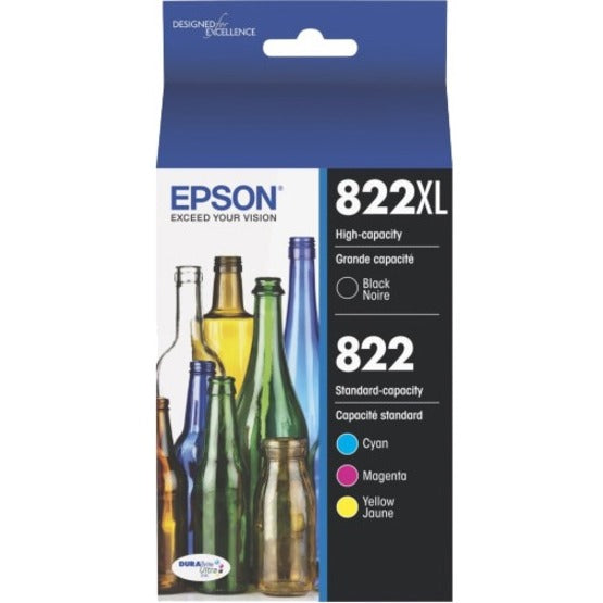 Epson DURABrite Ultra 822XL/822 Original High/Standard Yield Inkjet Ink Cartridge - Black, Cyan, Magenta, Yellow - 4 Pack
