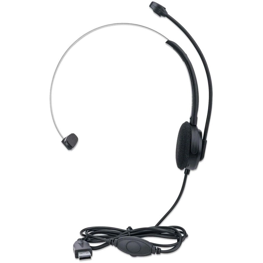 IC Manhattan Mono On-Ear Headset (USB), Microphone Boom (padded), Retail Box Packaging, Adjustable Headband, In-Line Volume Control, Ear Cushion, USB-A for both sound and mic