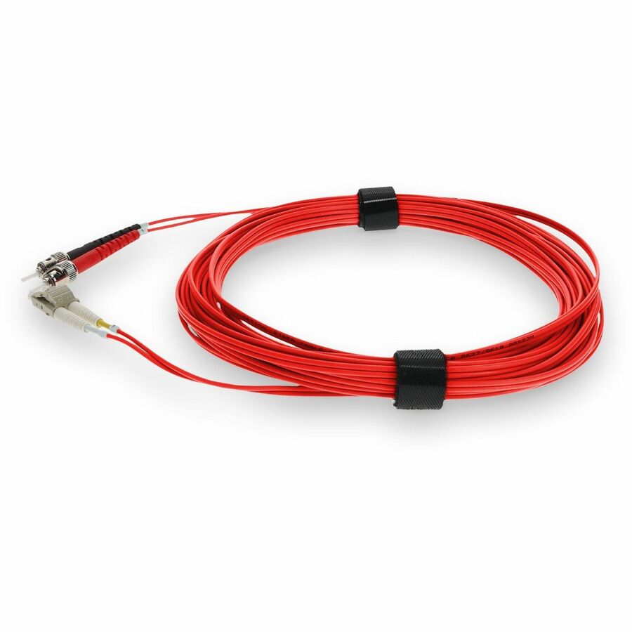 AddOn 2m LC (Male) to ST (Male) Red OM3 Duplex Plenum-Rated Fiber Patch Cable