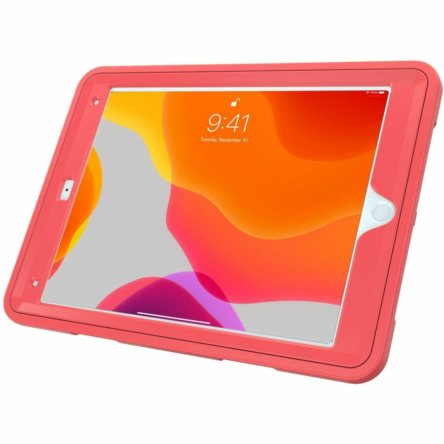 CTA Digital Protective Case with Build in 360° Rotatable Grip Kickstand for iPad 7th/ 8th/ 9th Gen 10.2, iPad Air 3, iPad Pro 10.5, Red