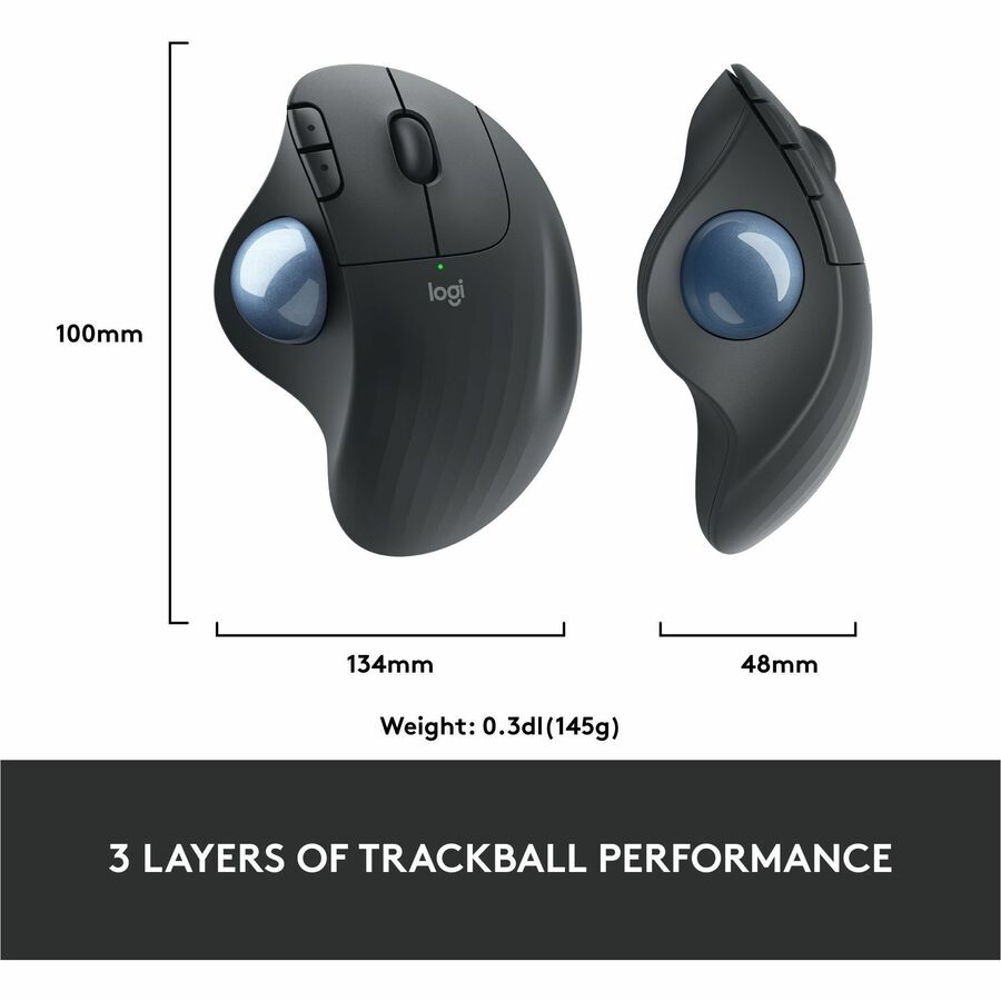 Logitech ERGO M575 Wireless Trackball Mouse - Easy Thumb Control, Precision and Smooth Tracking, Black