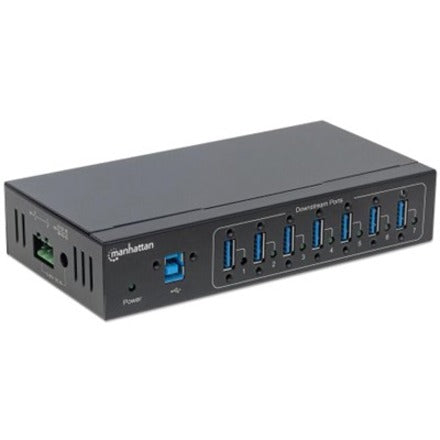 IC Manhattan USB-A 7-Port Hub Industrial, 7x USB-A Ports, 5 Gbps (USB 3.2 Gen1 aka USB 3.0), 20 kV ESD Protection, A/C, Bus and Terminal-Block