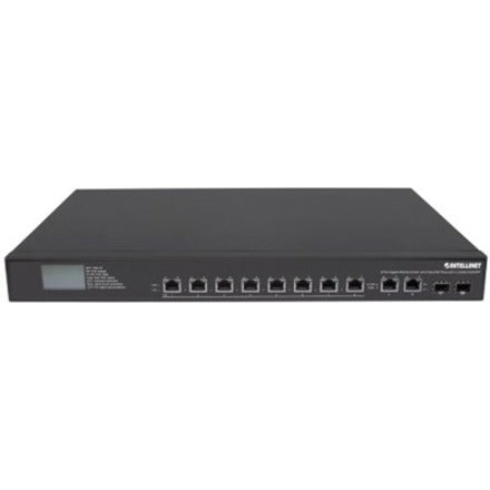 IC Intellinet 8-Port Gigabit Ethernet Ultra PoE Switch with 4 Uplink Ports and LCD Screen, 8 x PoE ports, IEEE 802.3bt Power over Ethernet (Ultra