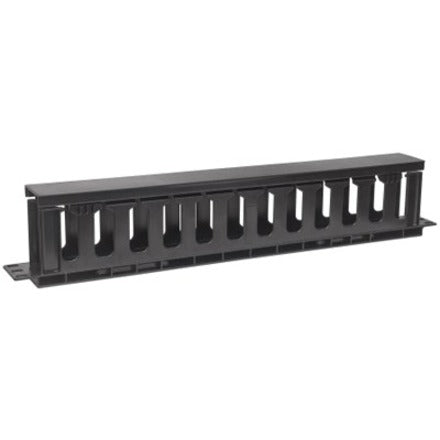 IC Intellinet 19" Cable Management Panel, 19" Rackmount Cable Manager, 1U, with Cover, Black