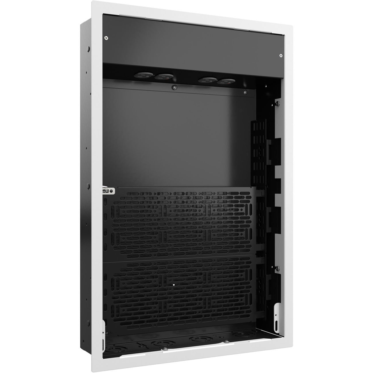 Legrand Chief Proximity Extra-Large In-Wall Storage Box with 4-Receptacles and Lever Lock