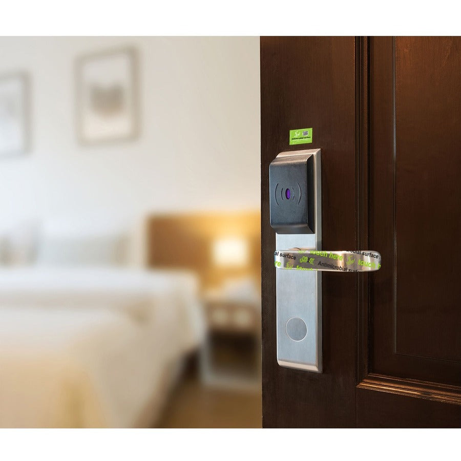 STAR "Antimicrobial Covers Door Handle Wrap ADA Style 1 RIGHT, 1" X 3.8"-4" (2.5 X 9.7-10.2 CM) Handle, 2.2"-2.4" (5.6-6.1 CM) Tail, Antimicrobial Surface Graphic, Clear, 10 Pack", 16 in