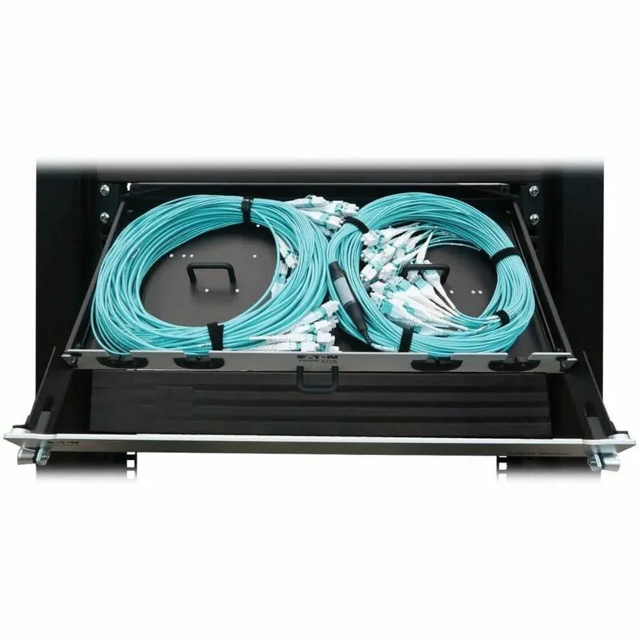 Eaton Tripp Lite Series Preloaded Fiber Panel, 1U - 2x (12x LC/LC Duplex M/M) 24F Trunk Cables, OM4 Multimode, 20 m (65.6 ft.)