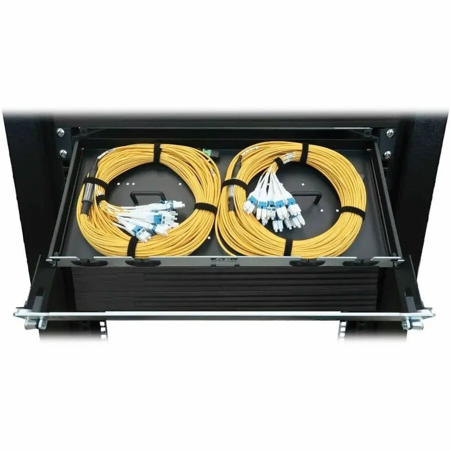 Eaton Tripp Lite Series Preloaded Fiber Panel, 1U - 2x (24F MTP/MPO-APC to 12x LC Duplex F/M) 24F Trunk Cables, OS2 Singlemode, 20 m (65.6