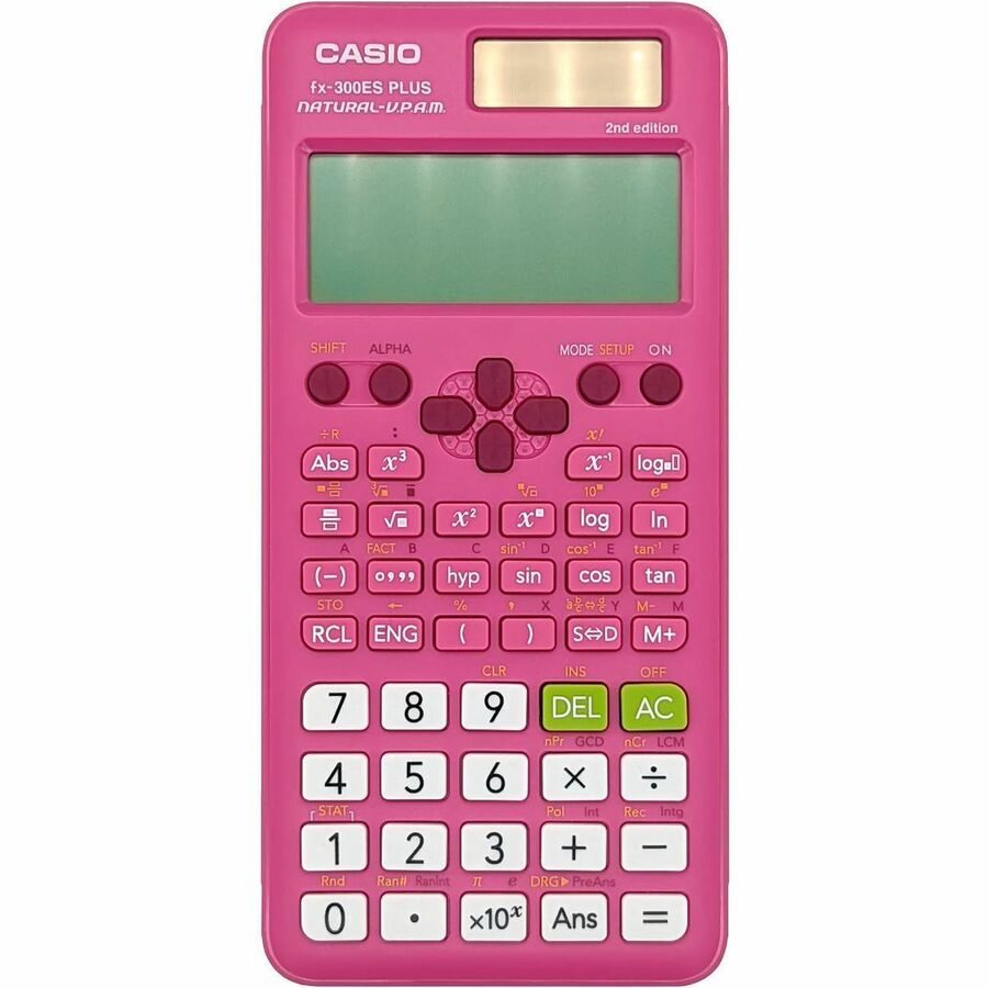 Casio fx-300ES PLUS 2nd Edition Standard Scientific Calculator - Slide-on Hard Case, Textbook Display - Battery/Solar Powered - Pink