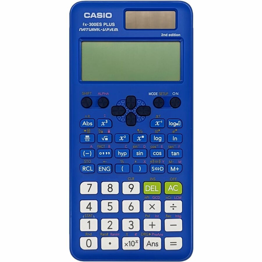 Casio fx-300ES PLUS 2nd Edition Standard Scientific Calculator - 249 Functions - Slide-on Hard Case, Textbook Display, Solar - 4 Line(s) - 16 Digits - Solar Powered - 0.5" Height x 3.1" Width x 6.4" Depth - Blue