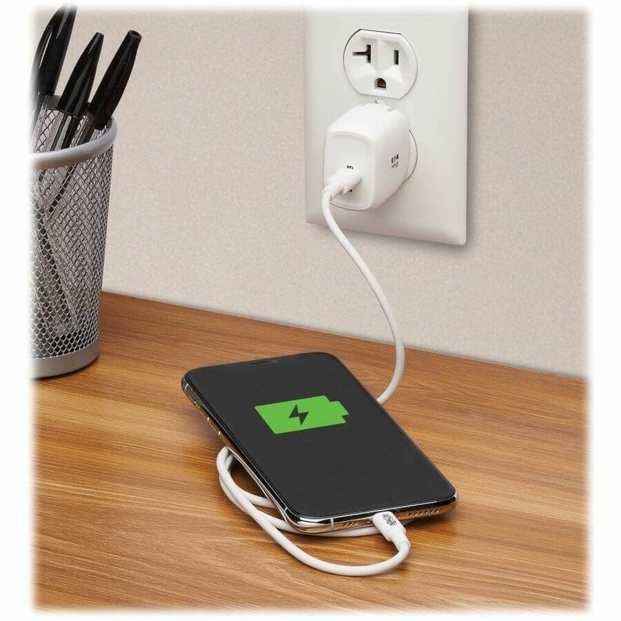 Eaton Tripp Lite Series Compact 1-Port USB-C Wall Charger - GaN Technology, 20W PD3.0 Charging, White