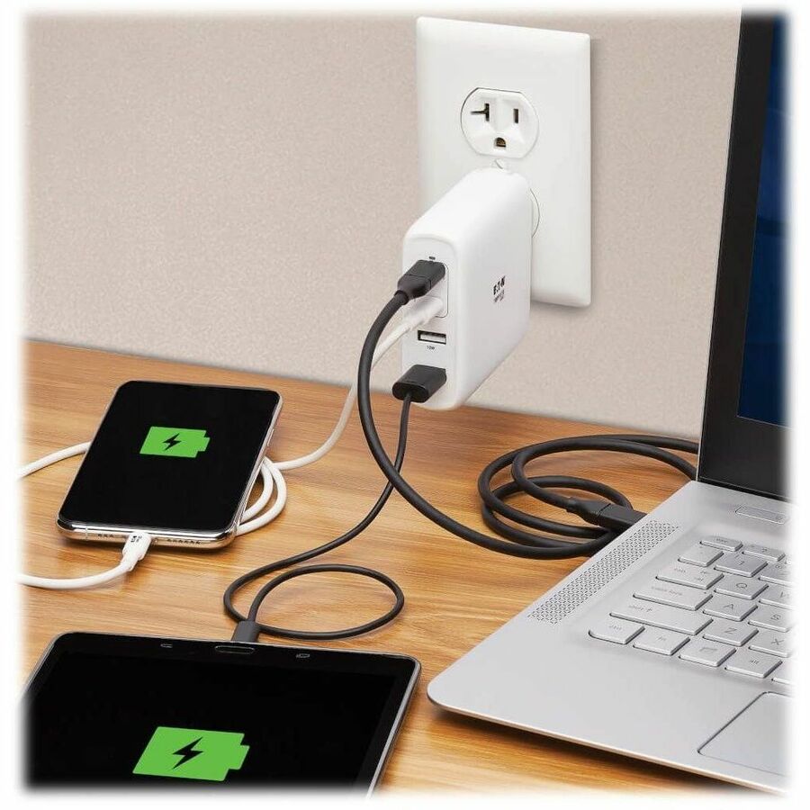 Eaton Tripp Lite Series 4-Port Compact USB Wall Charger - GaN Technology, 100W PD Charging, 2 USB-C & 2 USB-A, White